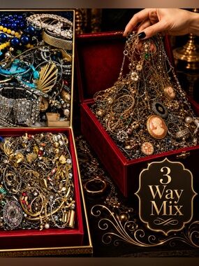 3 LB 3-Way Jewelry Lot Tangled Curated Organic Pull Vintage Modern Reseller Mix